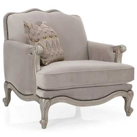 Traditional Chair and a Half with Nailhead Border